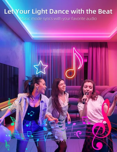 Vista 3 de Lamomo - Tira de luces LED RGB de neón, 16.4 pies de luces de cuerda LED de neón con control remoto por aplicación, sincronización de música