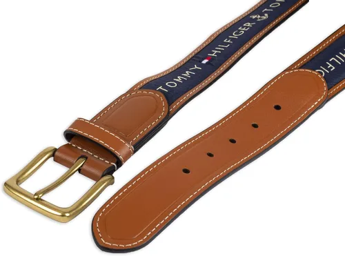 Vista 4 de Tommy Hilfiger Men's Fabric Inlay Casual Belt with Classic Harness Buckle
