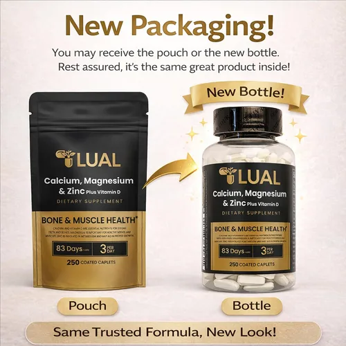 Vista 2 de Calcio, magnesio, zinc y vitamina D3. LUAL Calcio, magnesio y zinc con vitamina D - Suplemento de apoyo óseo y muscular para adultos, suplemento