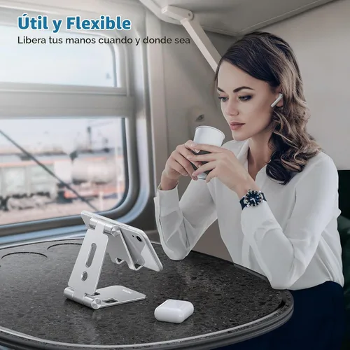 Vista 6 de OMOTON Soporte plegable para teléfono celular, C4 soporte de teléfono de aluminio portátil, base de acoplamiento ajustable para teléfono compatible