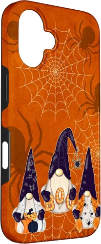 Vista 3 de iPhone 16 Spooky Halloween Gnomes Pumpkin Spider Pattern Witchy Boo Case