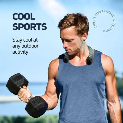 Vista 5 de NEXAIR Ventilador de cuello portátil de enfriamiento manos libres, ventilador de cuello ligero sin aspas, 3 velocidades, batería de 2400 mAh, tiempo