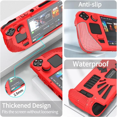 Vista 4 de SUIHUOJI Funda protectora de pie para cubierta de vapor, protector de accesorios de silicona engrosada, cubierta suave con 2 pares de agarres