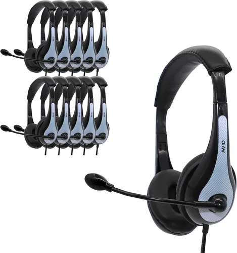 Vista 13 de Avid Productos Auriculares AE-36 en verde con micrófono de pluma ajustable para escuela, aula, educación, pruebas y evaluación (paquete de 10)