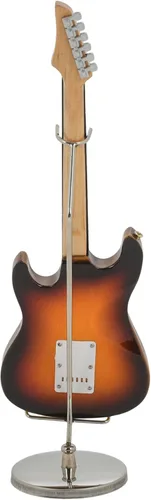 Vista 3 de Broadway Gift Co. Guitarra eléctrica en miniatura marrón oscuro de 7 pulgadas decoración de mesa de madera