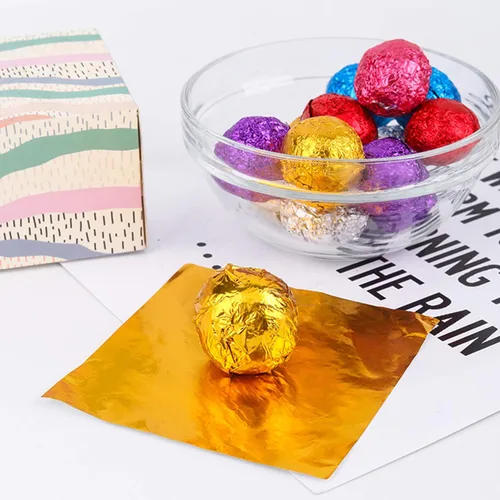 Vista 2 de 700 envoltorios de caramelo de aluminio, envolturas de chocolate, papel cuadrado de aluminio para embalaje de dulces de caramelo, decoración