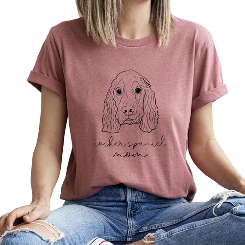 Vista 9 de Verita Culture Cocker Spaniel Mama Graphic T-Shirt Women Dog Mom Owner Gift T-Shirt New Puppy Adoption T Shirt White