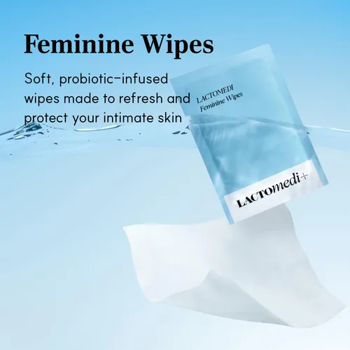 Vista 2 de LACTOMEDI Toallitas femeninas Sin perfume Envueltas individualmente Toallitas femeninas con pH equilibrado Toallitas desechables para pieles