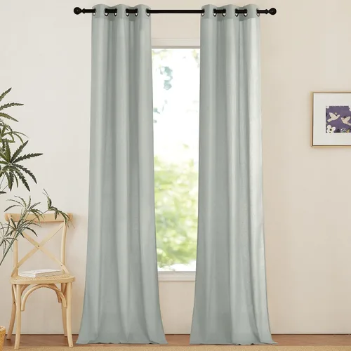 Vista 219 de NICETOWN - Cortinas de lino angora para ventana de cocina sobre el fregadero, con ojales, lino grueso angora, tratamientos cortos para ventanas