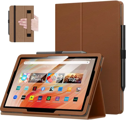 Vista 34 de MoKo - Funda para tablet Kindle Fire HD 10 y 10 Plus (11.ª generación, versión 2021), diseño delgado y plegable con función de encendido y apagado