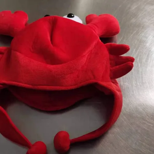 Vista 5 de NUOBESTY Accesorios Sombreros de disfraz de cangrejo rojo, divertido sombrero de felpa Bopper, gorra de langosta para cosplay, accesorios de fotos