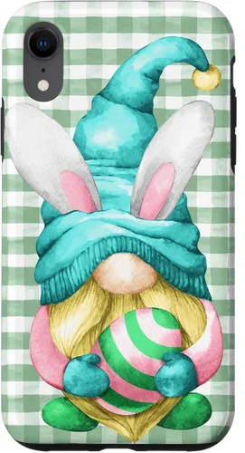 Vista 25 de iPhone 15 Pro Max Lindo gnomo de Pascua para caza de huevos en primavera Buffalo Plaid Case