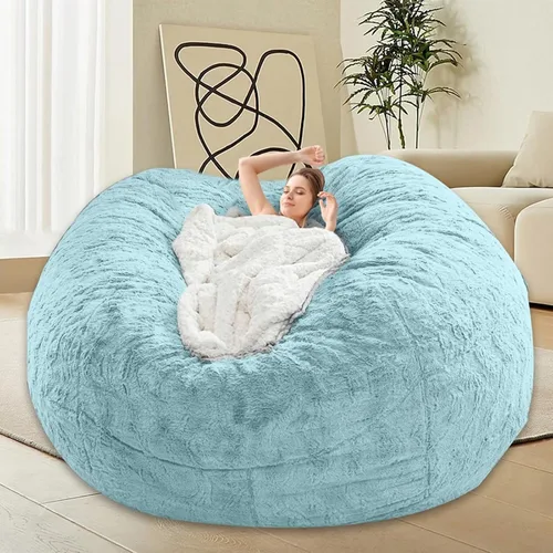 Vista 11 de HDMLDP - Funda de puf para niños y adultos, sin relleno, funda cómoda, esponjosa y redonda, para sofá tipo puf, para silla de lectura, silla de Gris