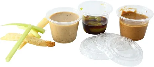 Vista 6 de Recipientes de plástico pequeños de polipropileno transparente de 200-1 oz tazas con tapas