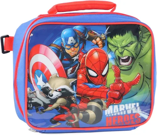 Vista 3 de Marvel Mochila Avengers con bolsa de almuerzo desmontable aislada (talla única, héroes)