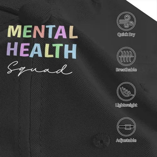 Vista 5 de Gorra de béisbol de escuadrón de salud mental para hombres y mujeres, ajustable para papá, gorra de camionero casual para exteriores, sombreros