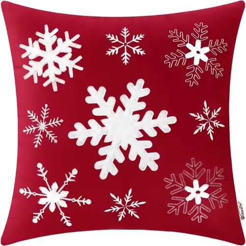 Vista 60 de BRAWARM Christmas Reindeer Pillow Cover 18x18 Black Velvet Embroidered Reno negro