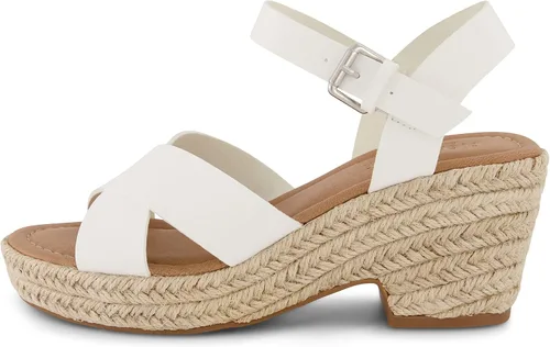 Vista 2 de CUSHIONAIRE Sandalias de cuña Robbie para mujer + espuma viscoelástica y anchos disponibles, Negro