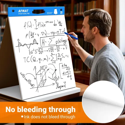 Vista 5 de AFMAT Tabletop Sticky Easel Pad & Dry Erase Board 2 in 1, 20 x 23 in Portable Easel Stands for Teachers, Super Sticky & Bleed-Resistant, Ideal for