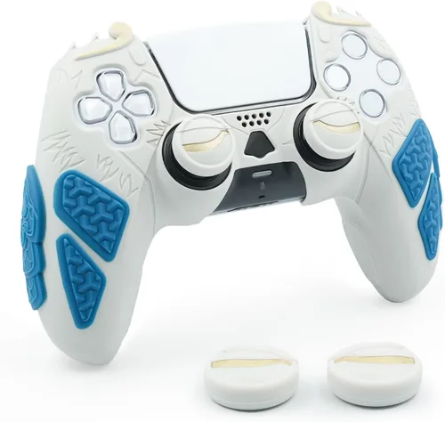 Vista 8 de Grip Cover for PS5 Controller, Wukong-Inspired Ergonomic Silicone Cover with Fiery Eyes Joystick Caps, Chainmail Grip Design & Somersault Cloud Back