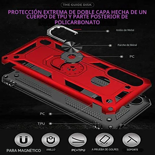 Vista 5 de Funda para Xiaomi Redmi 9 de 6.53 pulgadas con protector de pantalla de vidrio templado [2 unidades], híbrida resistente de doble capa