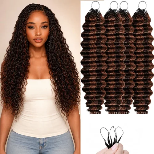 Vista 37 de Human Braiding Hair for Boho Braids 20inch Curly Wave Bulk Bundles 1B (A)1B