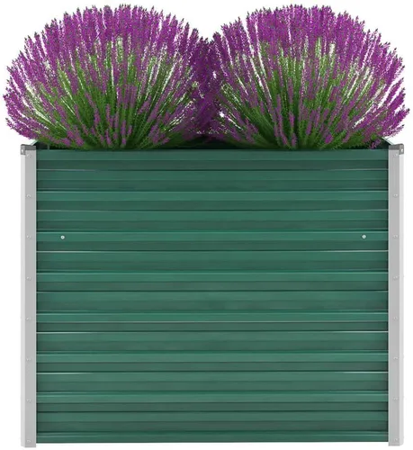 Vista 8 de Jardín elevado de acero galvanizado de 39.4 x 15.7 x 17.7 pulgadas, verde, cama de jardín elevada, macetas al aire libre para jardín de hierbas