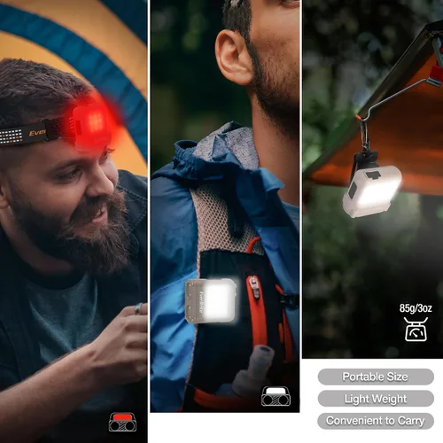 Vista 7 de EverBrite Luces de sombrero recargable con clip con sensor de movimiento, 3 modelos LED de 180° lámpara de cabeza ajustable para llevar y clip