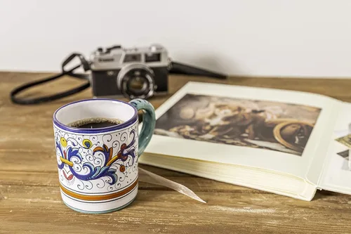 Vista 5 de Fima Ricco Deruta Blu - Taza de cerámica italiana hecha a mano, cerámica italiana Deruta, taza pintada, cerámica italiana, hecha en Italia, taza