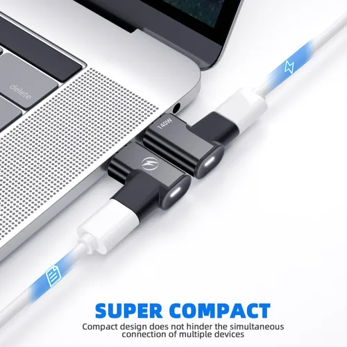 Vista 6 de Adaptador magnético USB tipo C, paquete de 2, 24 pines PD 140W USBC 4 20Gbps 8K 60Hz Magnetic USB C Adapter with Data Transfer for MacBook