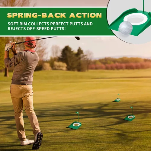 Vista 5 de Sotiff Práctica de práctica de golf con agujero de copa, accesorios de golf, putters de entrenamiento con bandera de plástico para adultos, oficina