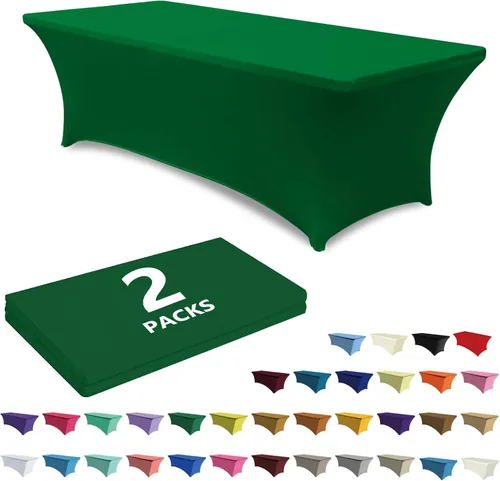Vista 14 de ABCCANOPY - Paquete de 2 manteles elásticos de elastano de 4 pies Fitted, Washable and Wrinkle Resistant Table Protector for Wedding