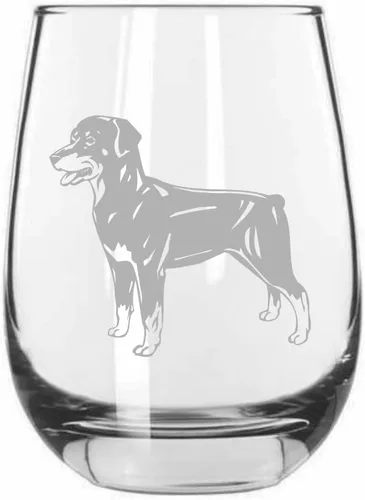Vista 105 de Shar Pei (chino) - Vaso de vino sin tallo grabado para perro, 15.25 onzas