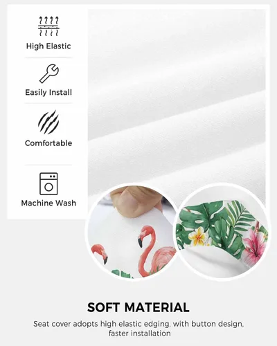 Vista 5 de Funda elástica para silla de oficina con diseño de flamenco de verano, funda de asiento para silla de computadora, fundas para respaldo, plantas
