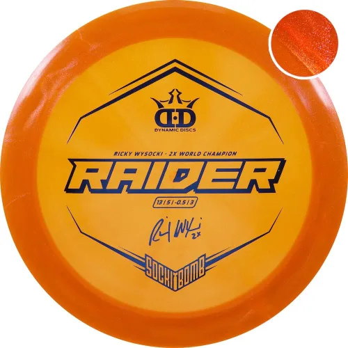 Vista 2 de Dynamic Discs Disco de golf Ricky Wysocki Sockibomb Glimmer Lucid Ice Raider de distancia para conductor de hielo [los colores variarán]