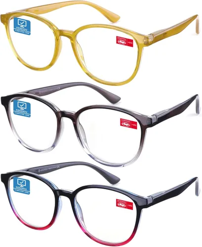 Vista 6 de K KENZHOU Blue Light Reading Glasses for Woman Men Computer Gaming Phone TV Bluelight Blocking Glasses for Eye Strain,3-Pack