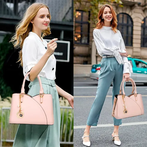 Vista 2 de KKXIU Monederos y bolsos de mano con triple compartimento para mujer, bolso de mano con asa superior