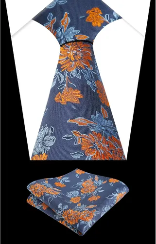 Vista 31 de Alizeal Mens 3.15inches Leaf Flower Pattern Tie with Floral Pocket Square Set