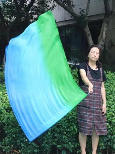 Vista 5 de Winged Sirenny Bandera de seda Poi, 50 pulgadas rectangular de seda giratoria, bandera de alabanza profética adoración adoración danza (aventura B)