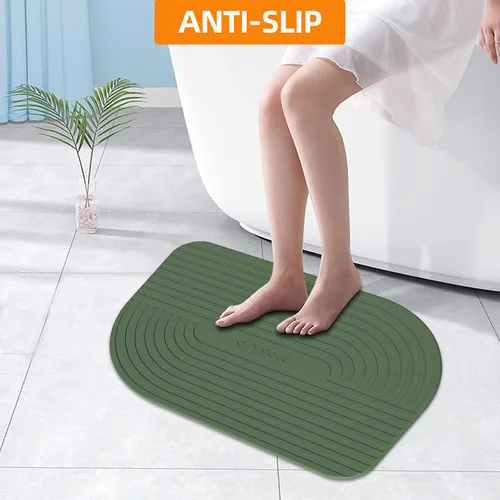 Vista 5 de Tapete de baño de piedra de tierra de diatomeas, tapete de ducha de piedra de secado rápido, ultra absorbente, tapete de diatomita, tapete