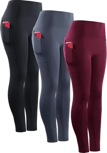 Vista 47 de Neleus calzas de yoga para mujer con bolsillo y cintura alta, para correr, con control de barriga
