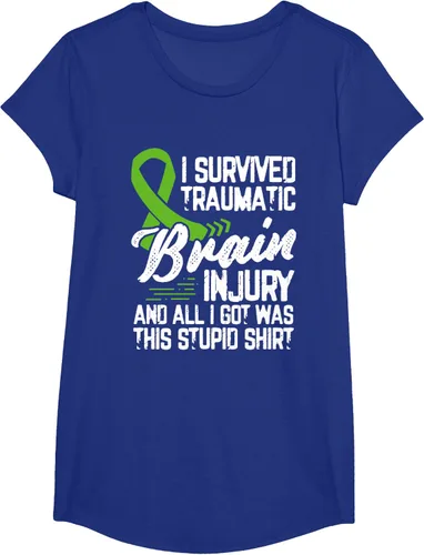 Vista 21 de Camiseta traumática con cinta verde para concienciación de lesiones cerebrales traumáticas I survived TBI, Negro, S