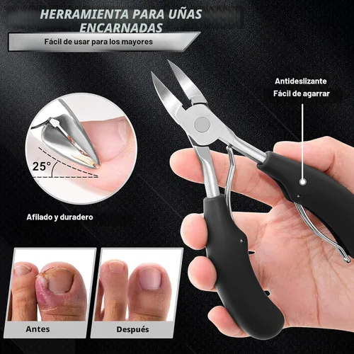 Vista 3 de Cortauñas para adultos mayores de uñas gruesas, Aucurwen cortauñas de alta resistencia para uñas gruesas de adultos con mango largo, juego