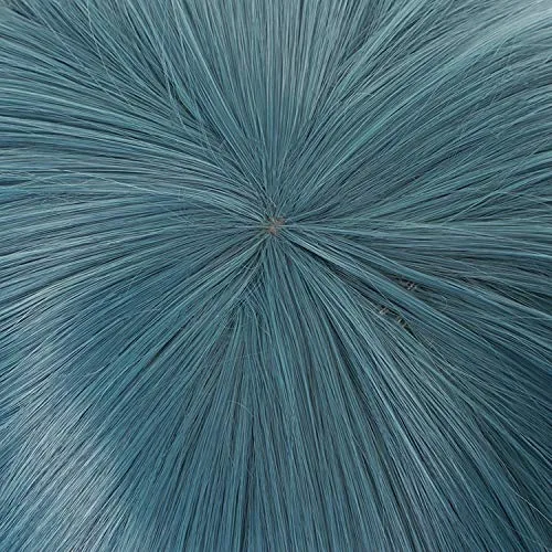 Vista 5 de Aadesso Peluca de cosplay de anime Jujutsu Kaisen Mahito larga recta azul lago peluca de pelo sintético para fiestas de Navidad para hombres y niños