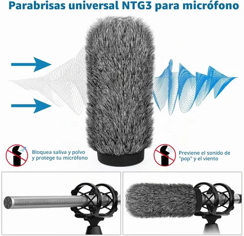 Vista 5 de NTG3 - Filtro de parabrisas para micrófono de escopeta Deadcat compatible con Rode NTG3, NTG2, Sennheiser MKH416, MKH418, Sony ECM 680s ECM-670