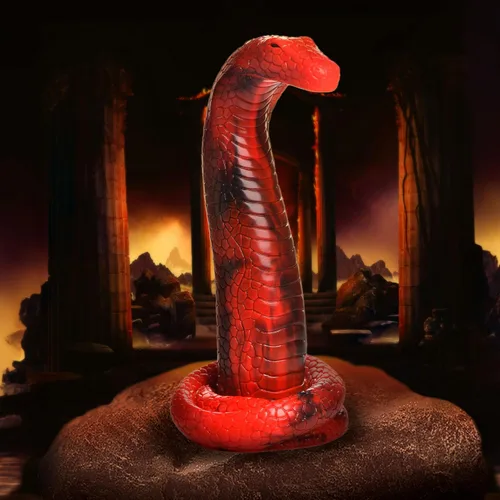 Vista 2 de CREATURE COCKS King Cobra - Consolador de silicona para hombres, mujeres y parejas. Firme y flexible, base de succión fuerte, consolador