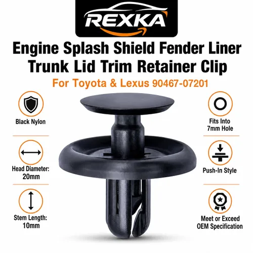 Vista 2 de Rexka 20 piezas de protector contra salpicaduras de motor Fender Liner tapa de maletero debajo de la cubierta clip de retención estilo empuje