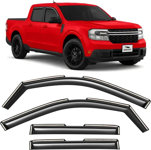 Vista 69 de Voron Glass Protectores de lluvia extra duraderos con cinta adhesiva para Chevrolet (Chevy) Silverado 2500HD/3500HD 2007-2014 cabina extendida Negro