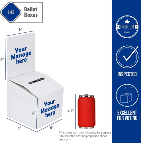 Vista 4 de ALBEN Urna blanca brillante de 6 x 6 x 6 pulgadas (paquete de 12) – Caja de boletos versátil para rifas, cajas de sugerencias y donaciones, cabecera