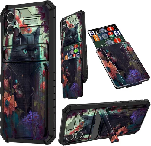 Vista 17 de Funda para Samsung A13 5G, Galaxy A13 5G con tarjetero desmontable atril resistente a prueba de golpes funda protectora para Samsung Galaxy A13 Gato